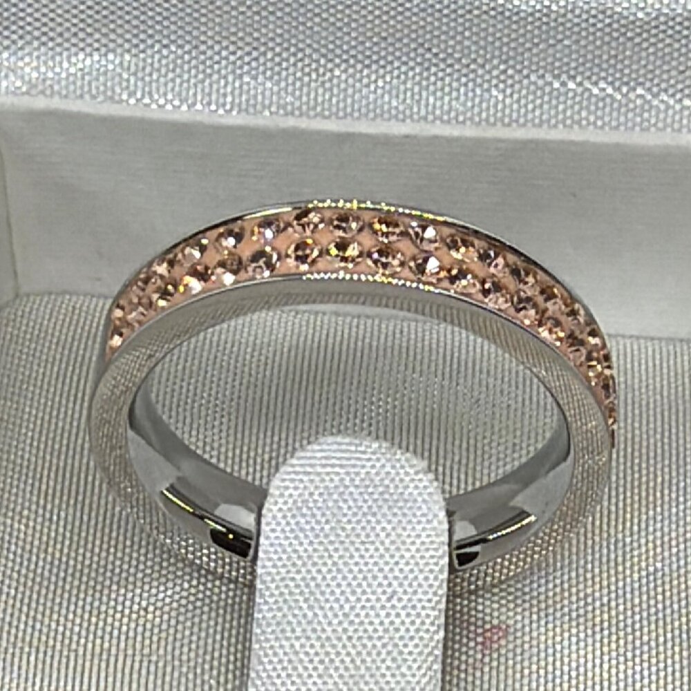 NIB Coeur de Lion Rose Gold Stainless Steel Peach Swarovski Crystal Ring Sz 8.5 - Picture 5 of 16